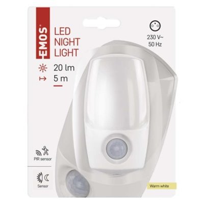 Lampka nocna LED do gniazdka 230V z czujnikiem