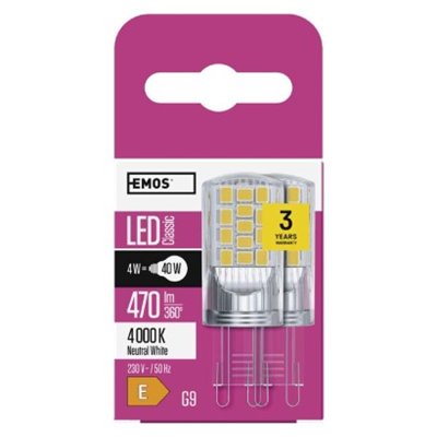 Żarówka LED Classic JC / G9 / 4 W (40 W) / 470 lm / neutralna biel