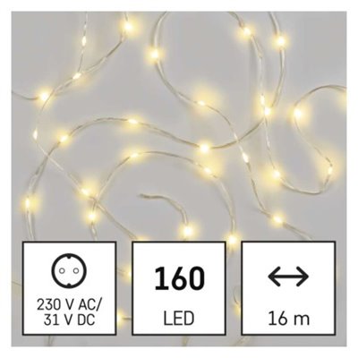 Dekoracje - 160LED drop łezki 16m ciepła biel, IP44 timer