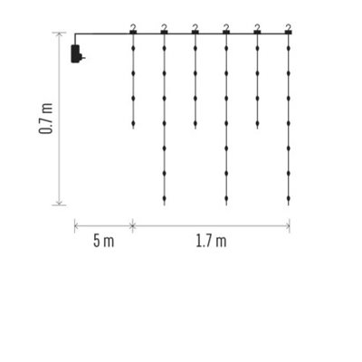 Dekoracje - 54LED drop łezki 1,7m ciepła biel, 8 programów, IP44