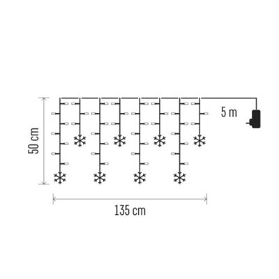 Dekoracje - 60 LED sople śnieżynki 135x50 cm zimna biel, IP20