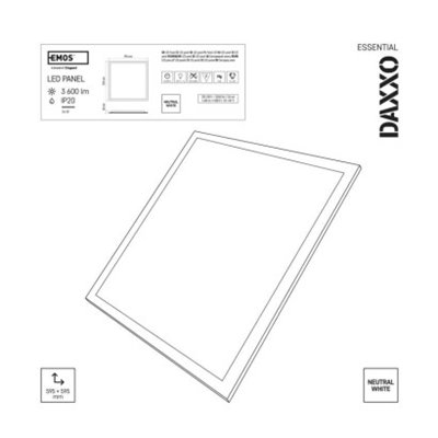 Panel LED DAXXO backlit 60×60 36W neutralna biel