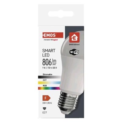 GoSmart Żarówka LED A60 / E27 / 9 W (60 W) / 806 lm / RGB / ściemnialna / Wi-Fi