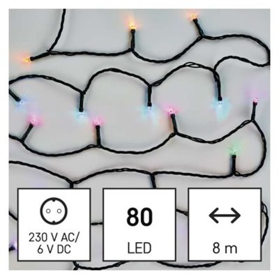 GoSmart lampki choinkowe 80LED 8m, RGB, czarny przewód, 64 programów, IP44, Wi-Fi