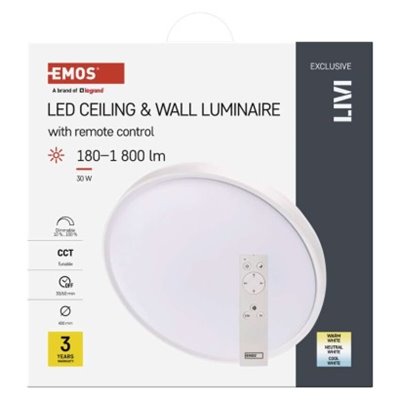 Oprawa LED LIVI 40 cm, 30 W, ciepła-zimna biel, ściemnialna, z pilotem