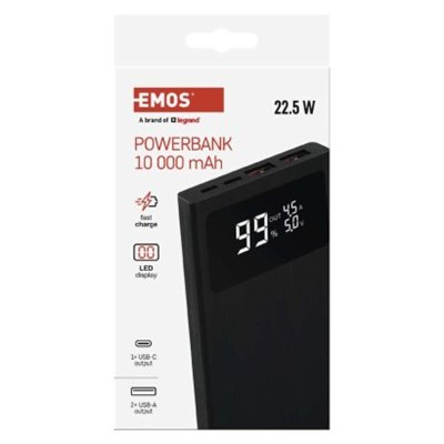 Powerbank EMOS BETAQ 10, 10 000 mAh, 22,5 W, czarny