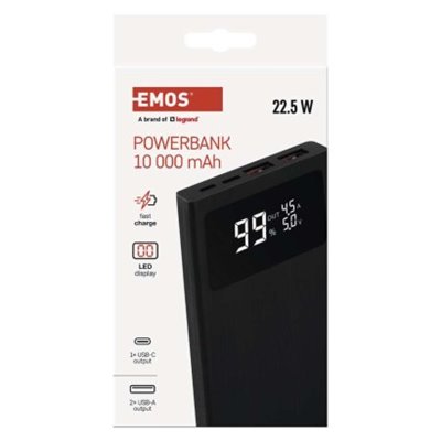 Powerbank EMOS BETAQ 20, 20 000 mAh, 22,5 W, czarny