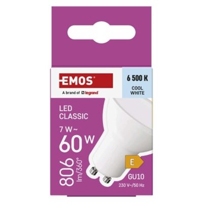 Żarówka LED Classic MR16 / GU10 / 7 W  (60 W) / 806 lm / 806 lm / Zimna biel