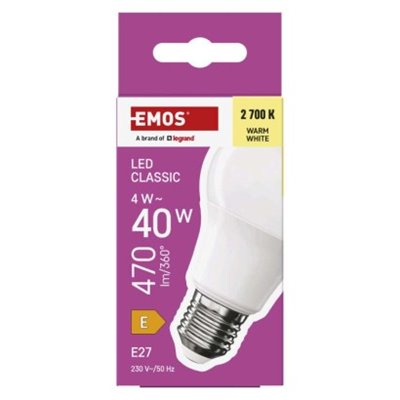 Żarówka LED Classic A60 / E27 / 4 W (40 W) / 470 lm / ciepła biel