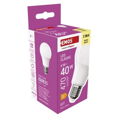 Żarówka LED Classic A60 / E27 / 4 W (40 W) / 470 lm / ciepła biel