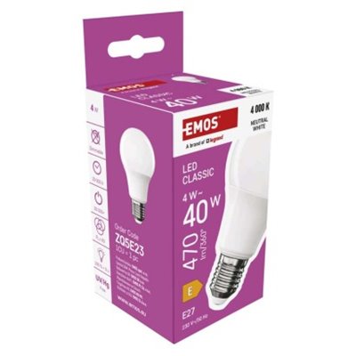 Żarówka LED Classic A60 / E27 / 4 W (40 W) / 470 lm / Neutralna biel