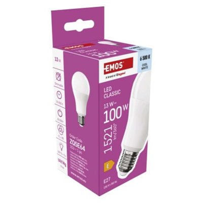 Żarówka LED Classic A60 / E27 / 13 W (100 W) / 1521 lm / 1521 lm / studená bílá