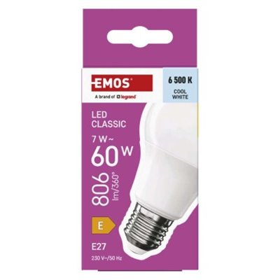 Żarówka LED Classic A60 / E27 / 7 W (60 W) / 806 lm / Zimna biel