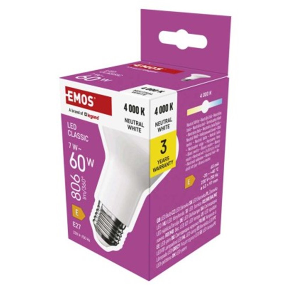 Żarówka LED Classic R63 / E27 / 7 W  (60 W) / 806 lm / 806 lm / Zimna biel